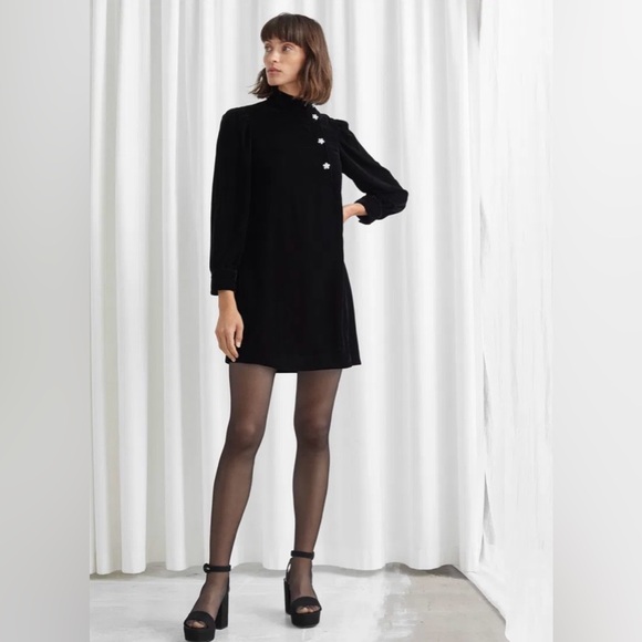 NWT & Other Stories Velvet Crystal Button Mini Dress 10 Holiday Cocktail NYE - Picture 4 of 16